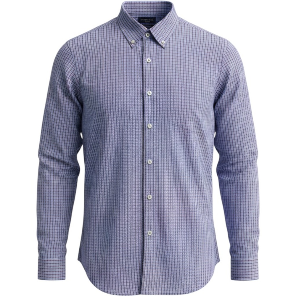 UNTUCKit Galloni WF Button Down Mens Medium Light Blue Plaid Wrinkle Free Shirt